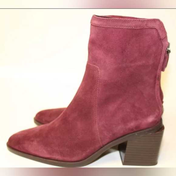 Vince Camuto Kortimy Red Suede Back Zip Heeled Ankle Boots 7.5 - Picture 2 of 16